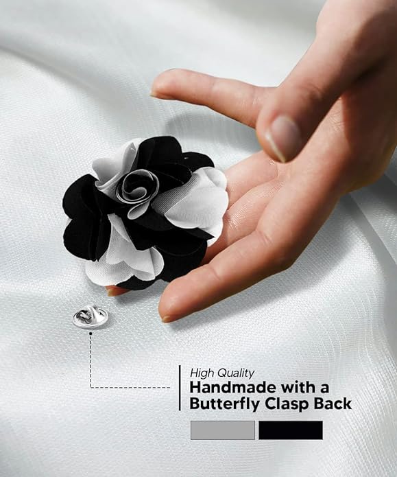 Vittorio Vico Unisex Two Tone Satin Flower Lapel Pin Vittorio Vico