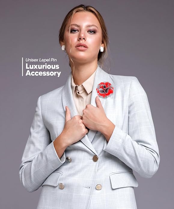 Vittorio Vico Unisex Two Tone Satin Flower Lapel Pin Vittorio Vico