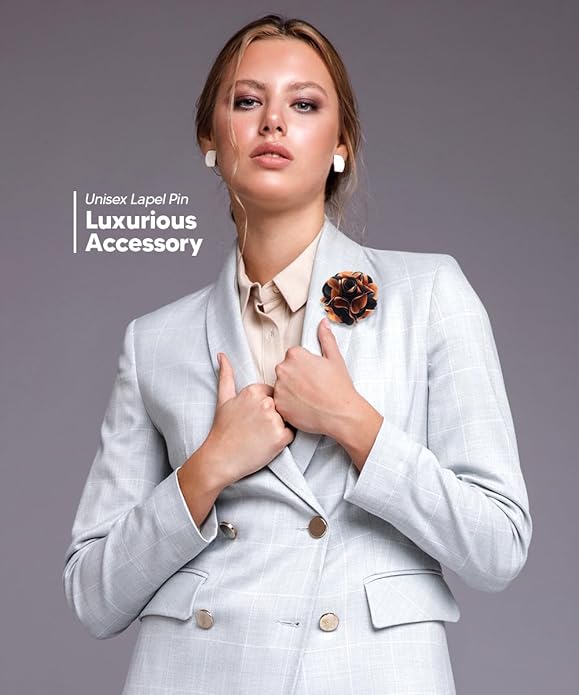 Vittorio Vico Unisex Two Tone Satin Flower Lapel Pin Vittorio Vico
