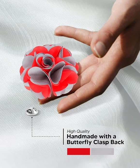 Vittorio Vico Unisex Two Tone Satin Flower Lapel Pin Vittorio Vico