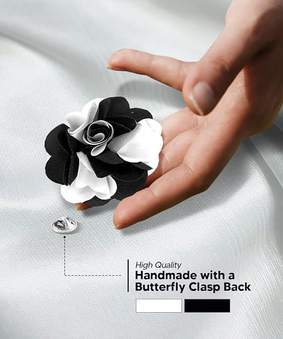 Vittorio Vico Unisex Two Tone Satin Flower Lapel Pin Vittorio Vico