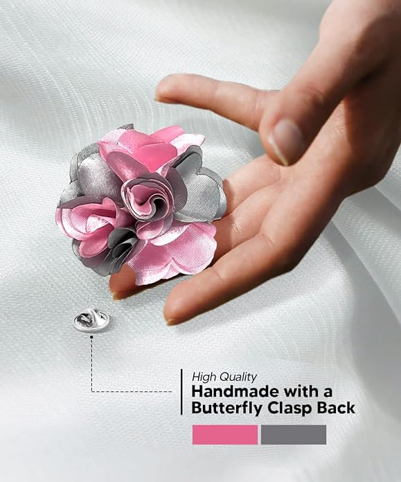 Vittorio Vico Unisex Two Tone Satin Flower Lapel Pin Vittorio Vico