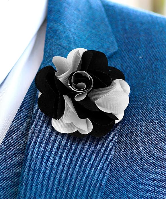 Vittorio Vico Unisex Two Tone Satin Flower Lapel Pin Vittorio Vico