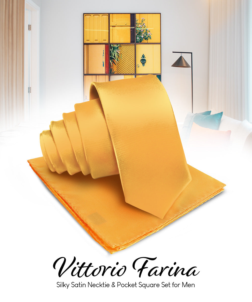 Vittorio Farina Men's Satin Necktie & Pocket Square Vittorio Farina
