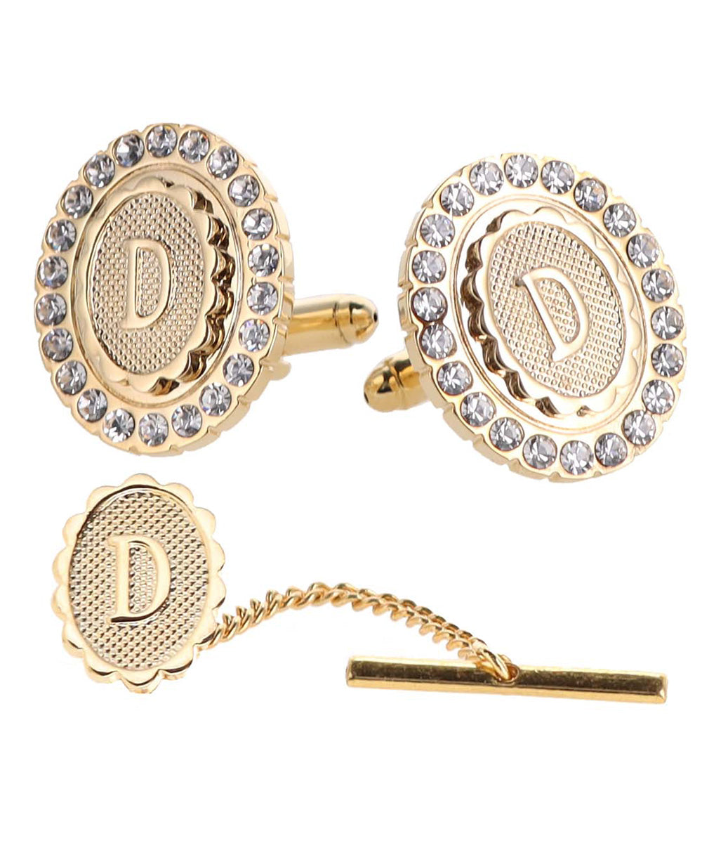 Vittorio Vico Bling Initial Cufflinks & Tie Tack Set in Gift Box Vittorio Vico
