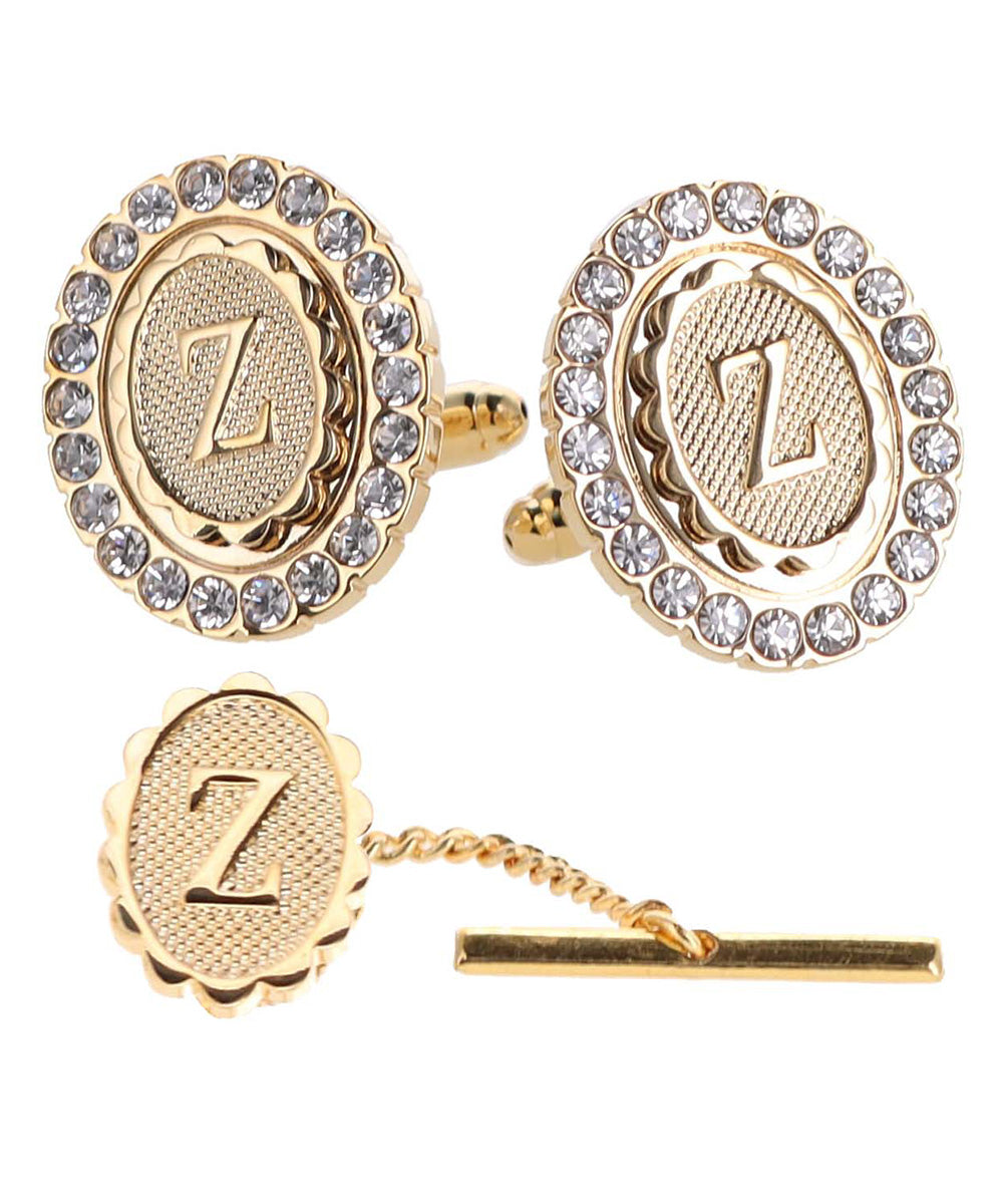 Vittorio Vico Bling Initial Cufflinks & Tie Tack Set in Gift Box Vittorio Vico