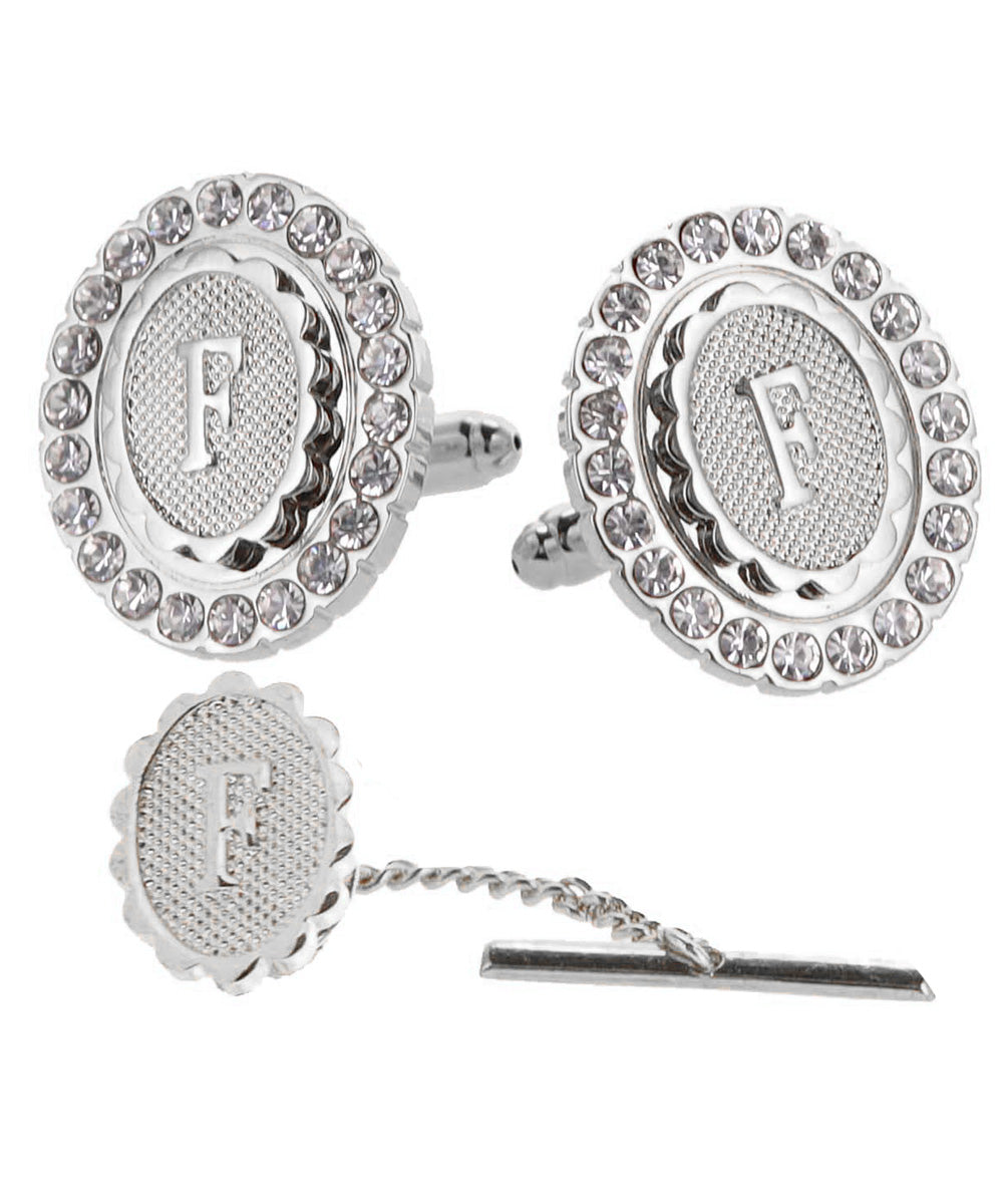 Vittorio Vico Bling Initial Cufflinks & Tie Tack Set in Gift Box Vittorio Vico