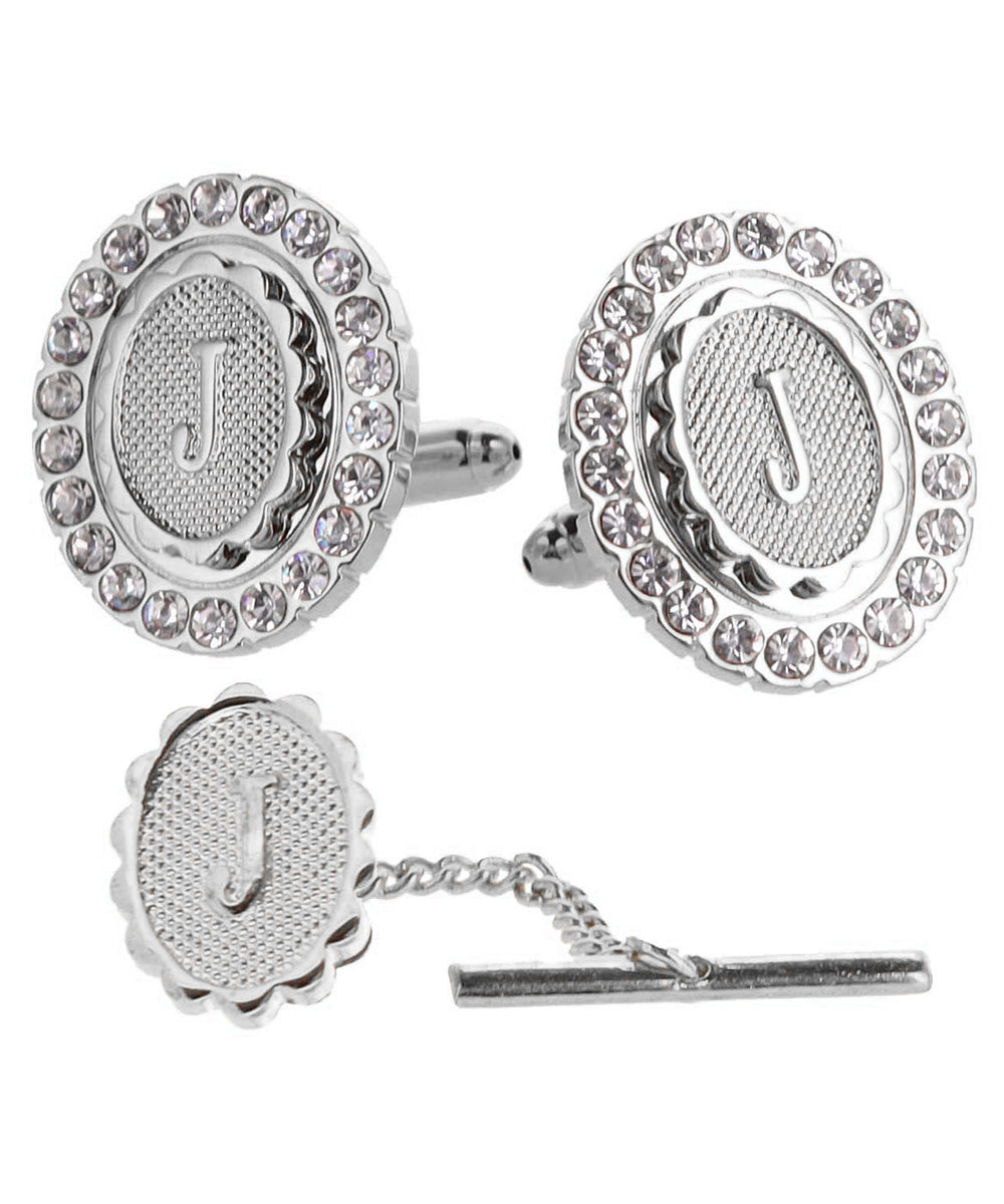 Vittorio Vico Bling Initial Cufflinks & Tie Tack Set in Gift Box Vittorio Vico