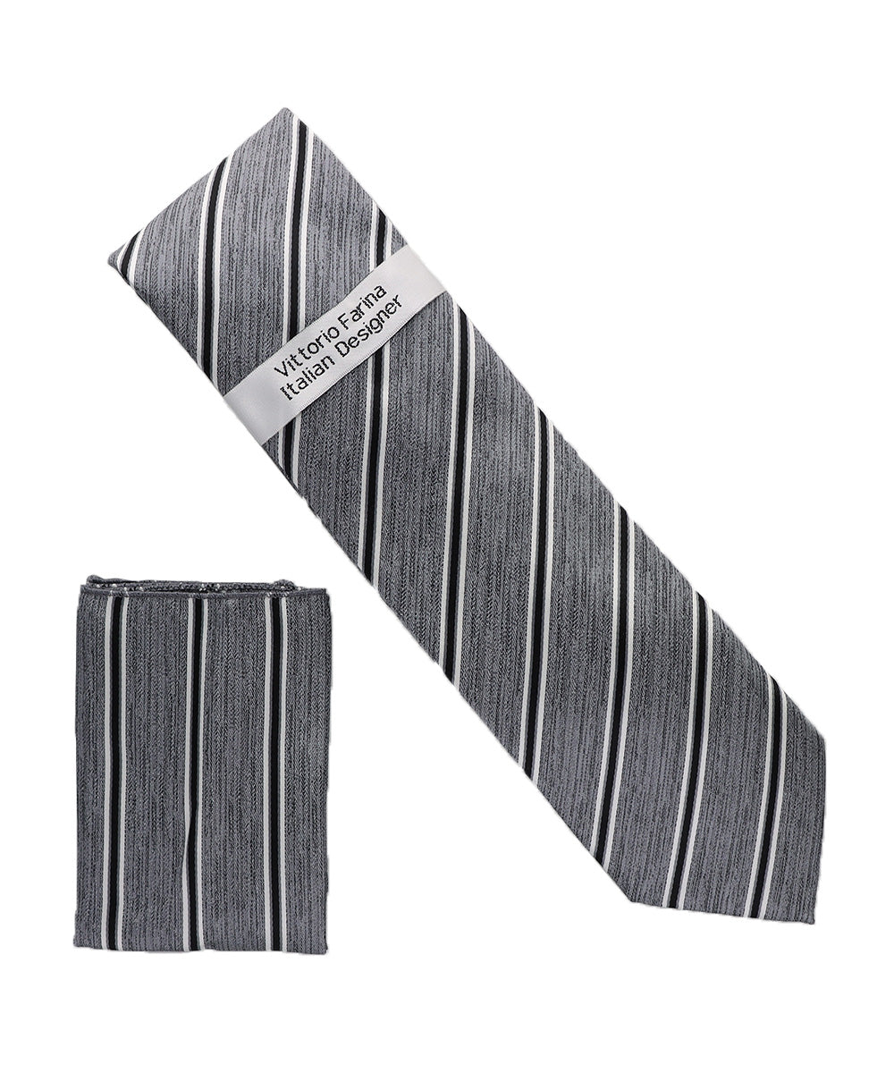 Vittorio Farina Men's Geometric Design Necktie & Pocket Square Vittorio Farina