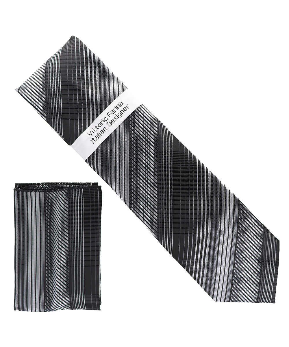 Vittorio Farina Men's Geometric Design Necktie & Pocket Square Vittorio Farina