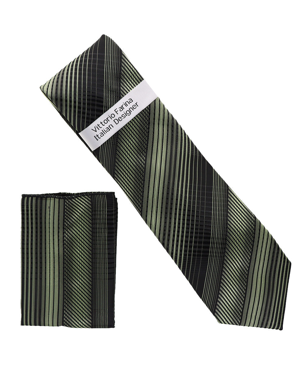 Vittorio Farina Men's Geometric Design Necktie & Pocket Square Vittorio Farina