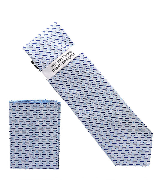Vittorio Farina Men's Geometric Design Necktie & Pocket Square Vittorio Farina