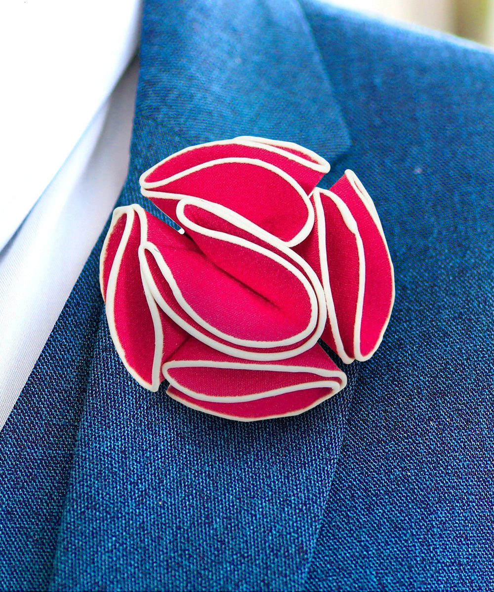 Vittorio Vico Unisex Trim Rose Flower Lapel Pin