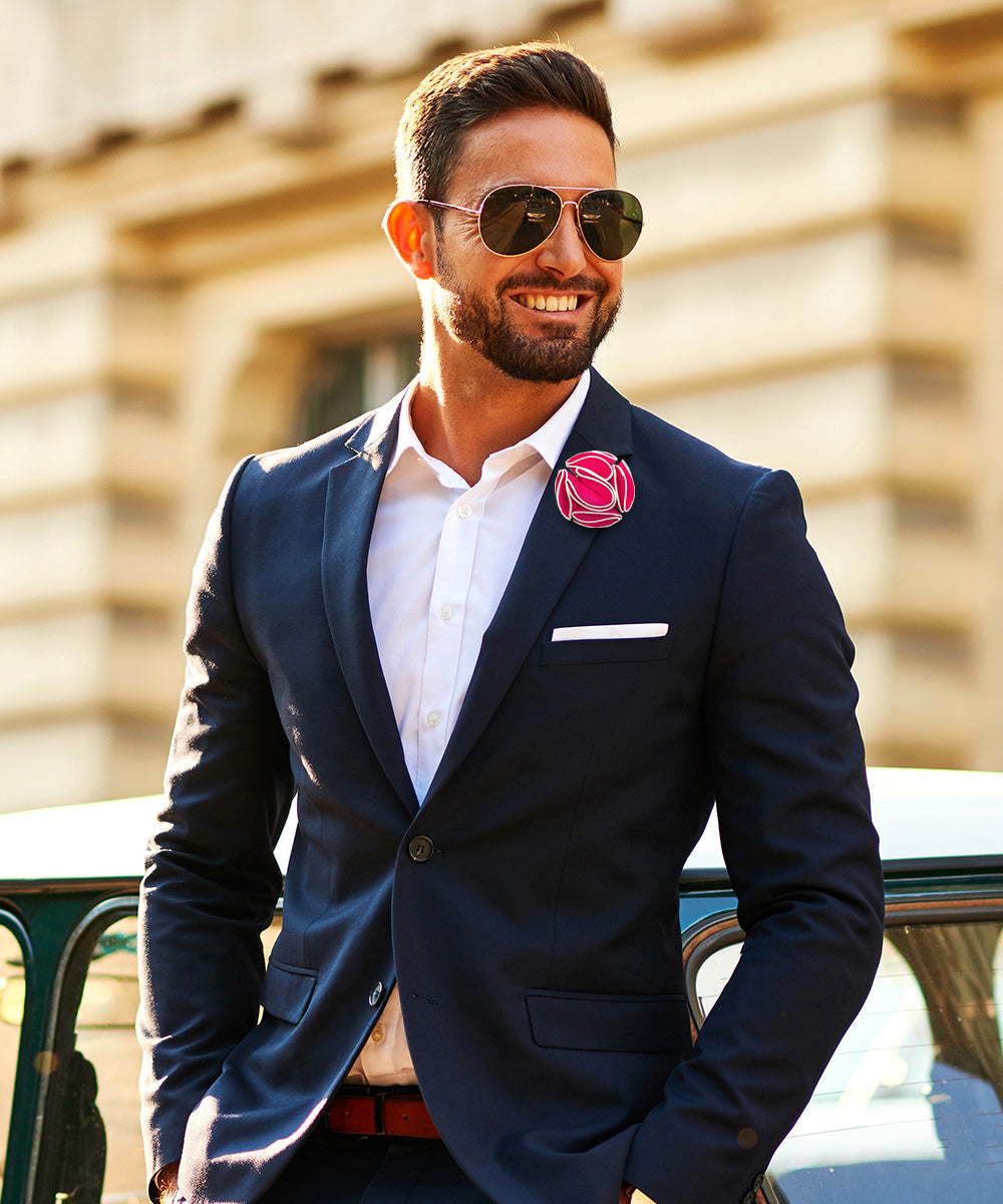 Vittorio Vico Unisex Trim Rose Flower Lapel Pin