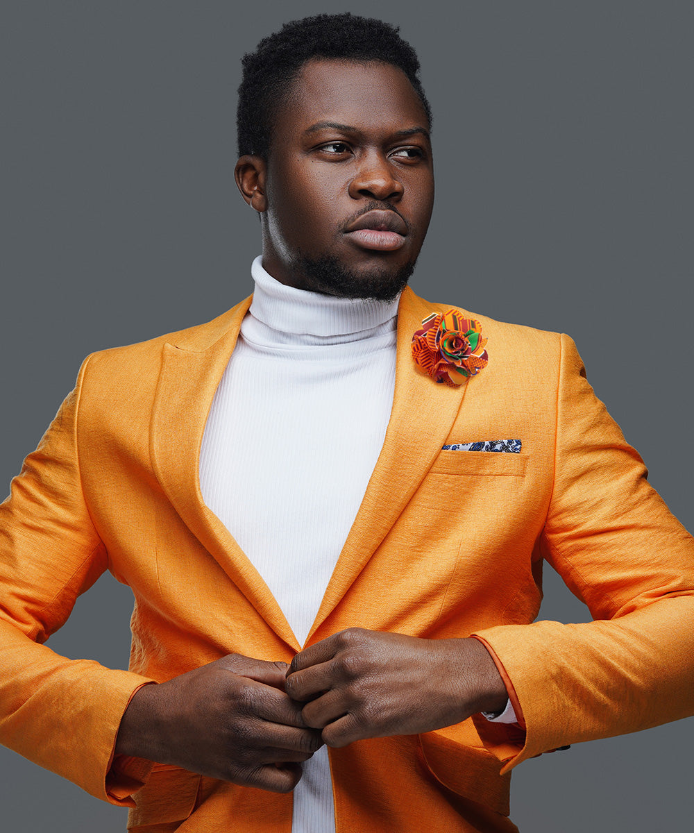 Vittorio Vico Unisex Kente Satin Flower Lapel Pin