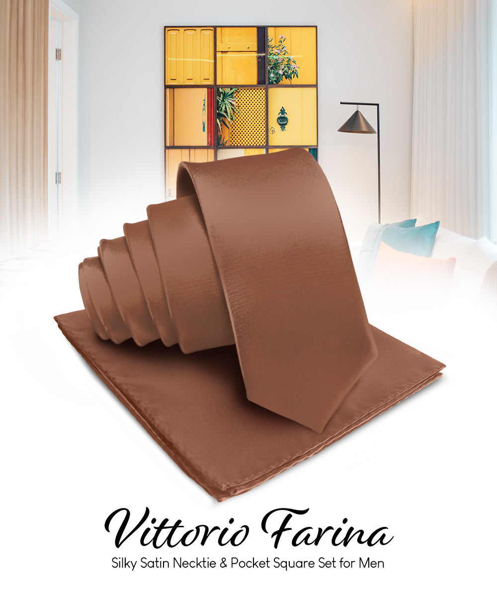 Vittorio Farina Men's Satin Necktie & Pocket Square Vittorio Farina
