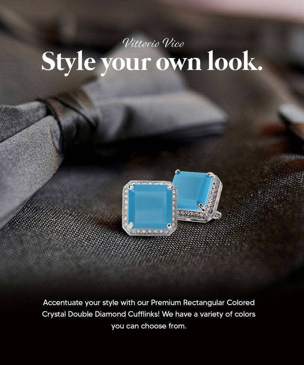 Vittorio Vico Large Big Square Crystal Colorstone Cufflinks: CL 70XX Series Vittorio Vico