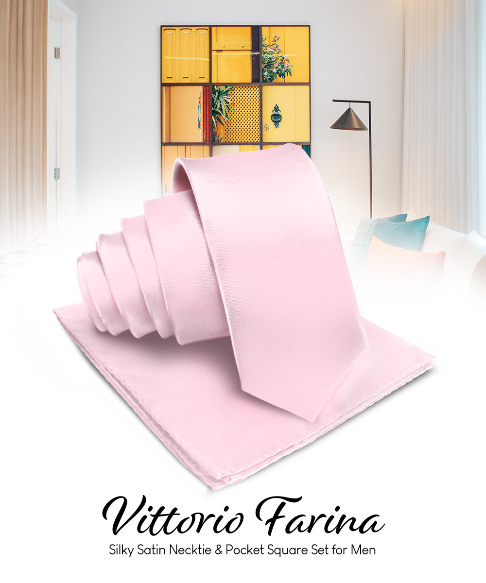 Vittorio Farina Men's Satin Necktie & Pocket Square Vittorio Farina