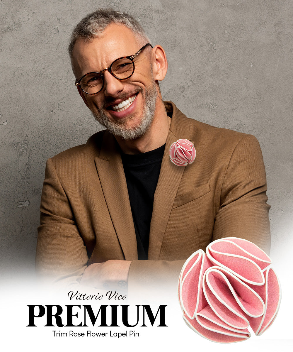 Vittorio Vico Unisex Trim Rose Flower Lapel Pin