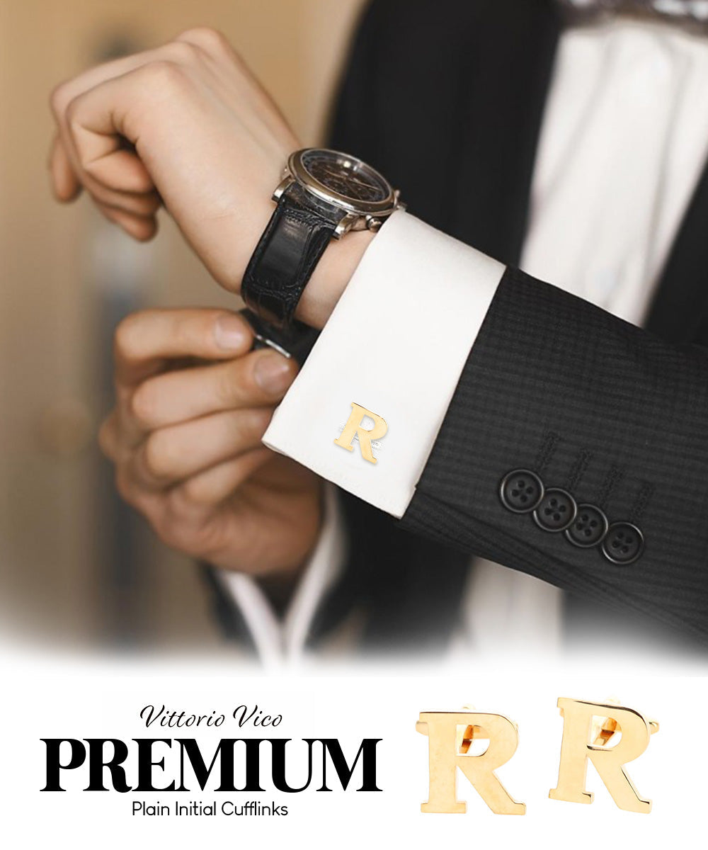 Vittorio Vico Plain Initial Cufflinks in Gift Box Vittorio Vico