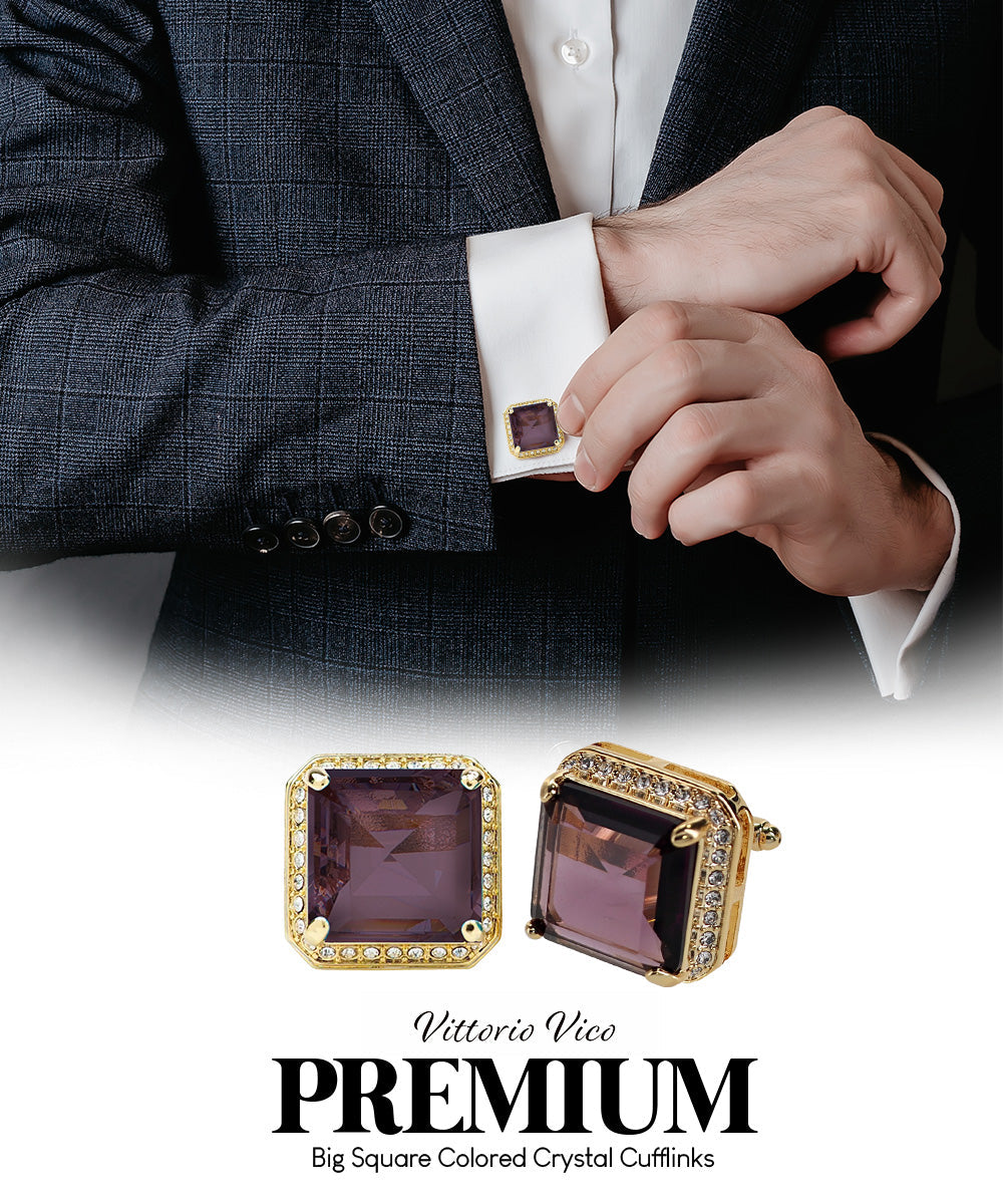 Vittorio Vico Large Big Square Crystal Colorstone Cufflinks: CL 70XX Series Vittorio Vico