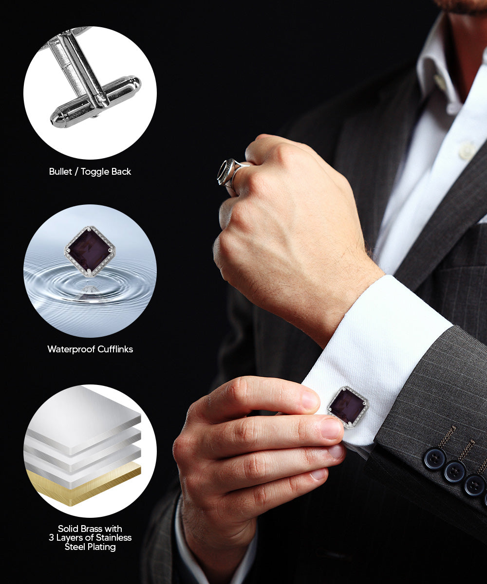 Vittorio Vico Large Big Square Crystal Colorstone Cufflinks: CL 70XX Series Vittorio Vico