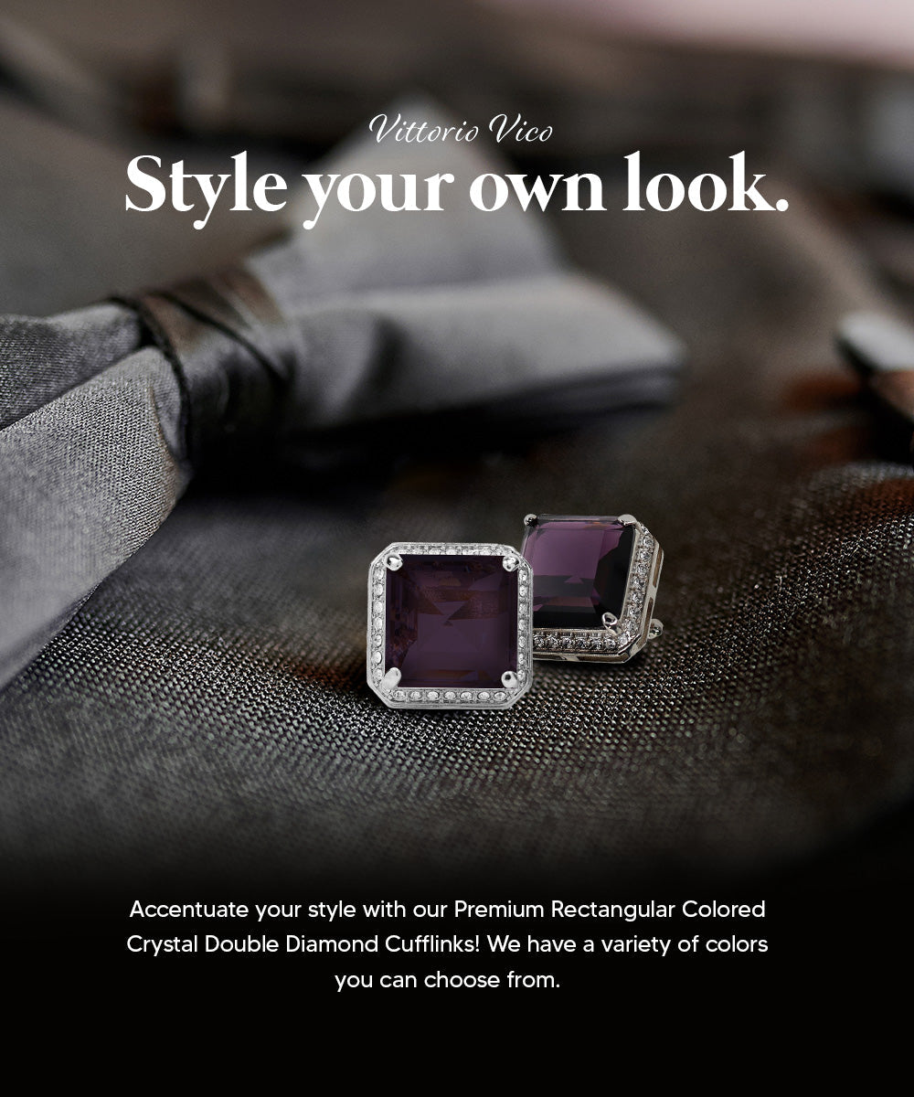 Vittorio Vico Large Big Square Crystal Colorstone Cufflinks: CL 70XX Series Vittorio Vico