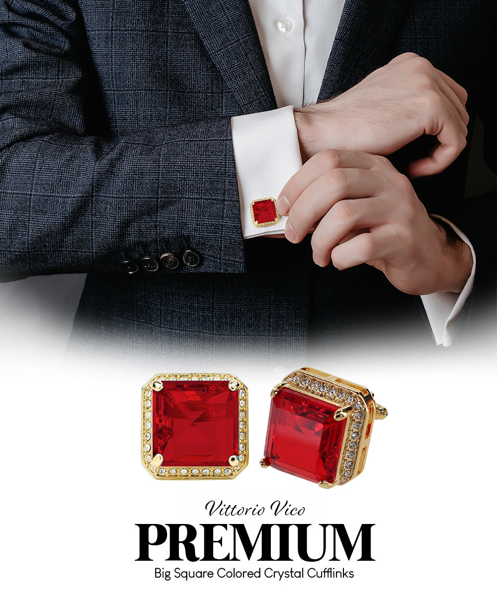 Vittorio Vico Large Big Square Crystal Colorstone Cufflinks: CL 70XX Series Vittorio Vico