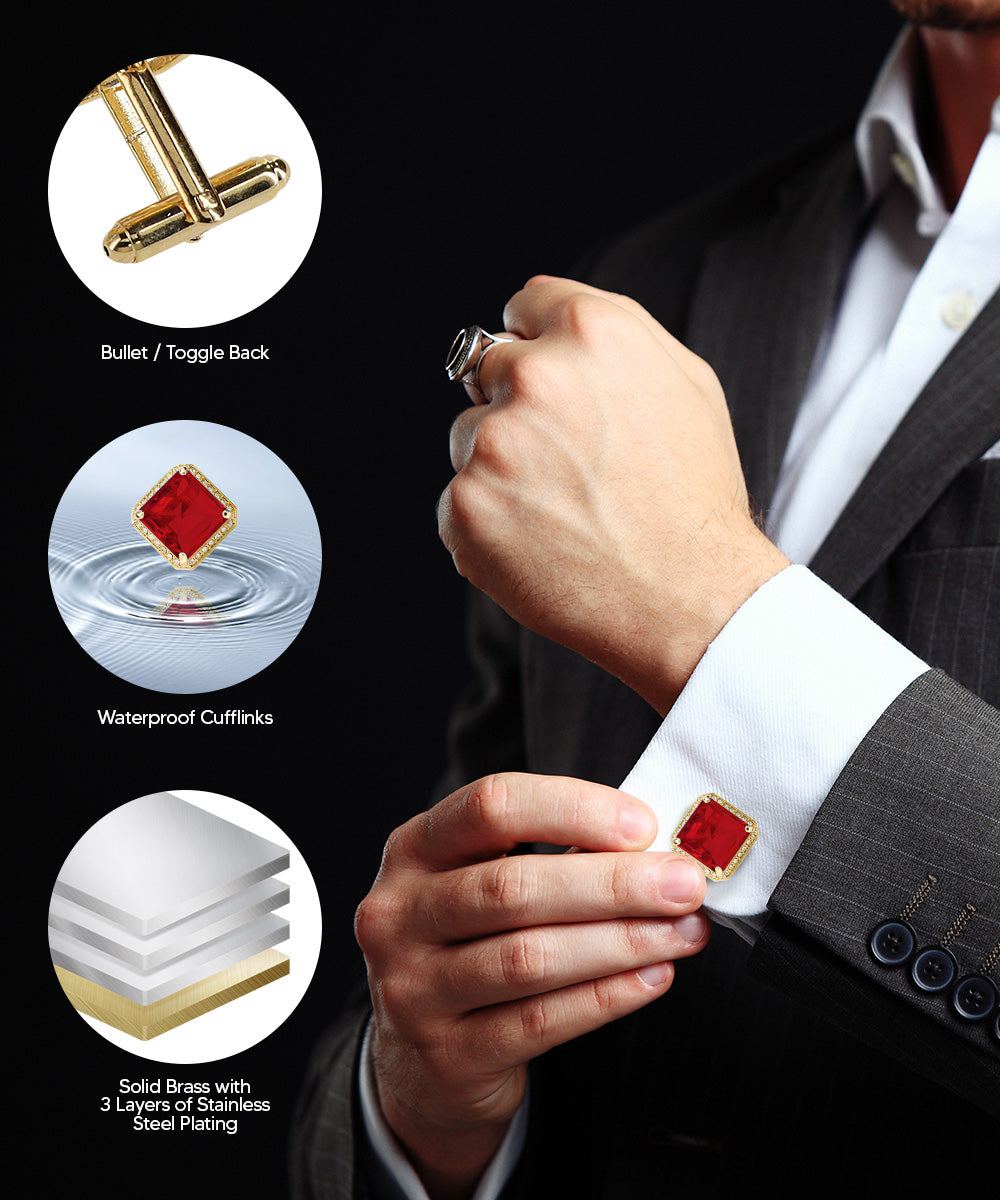Vittorio Vico Large Big Square Crystal Colorstone Cufflinks: CL 70XX Series Vittorio Vico