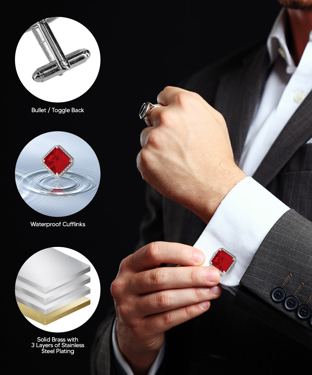 Vittorio Vico Large Big Square Crystal Colorstone Cufflinks: CL 70XX Series Vittorio Vico