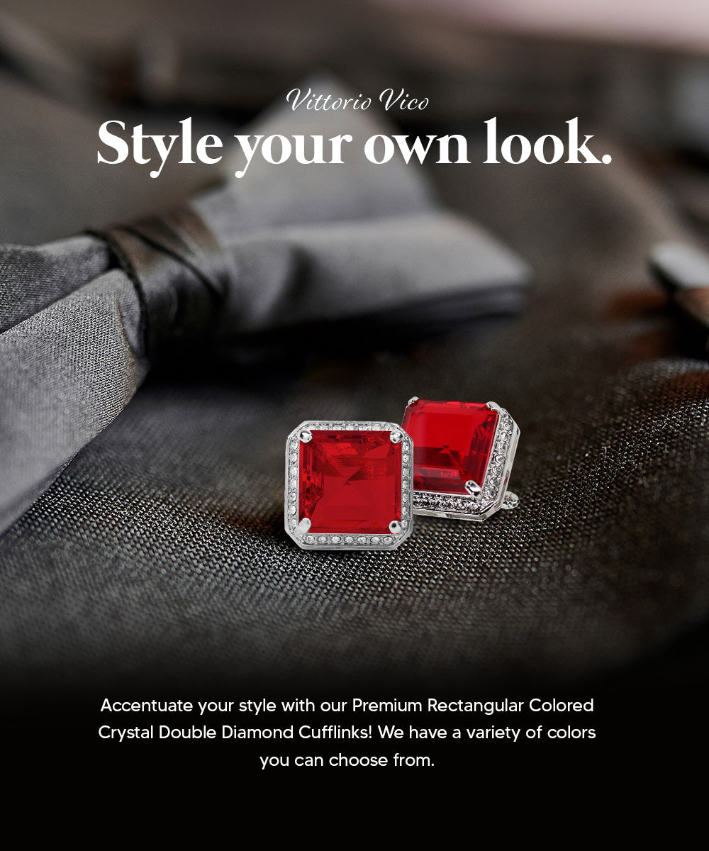 Vittorio Vico Large Big Square Crystal Colorstone Cufflinks: CL 70XX Series Vittorio Vico