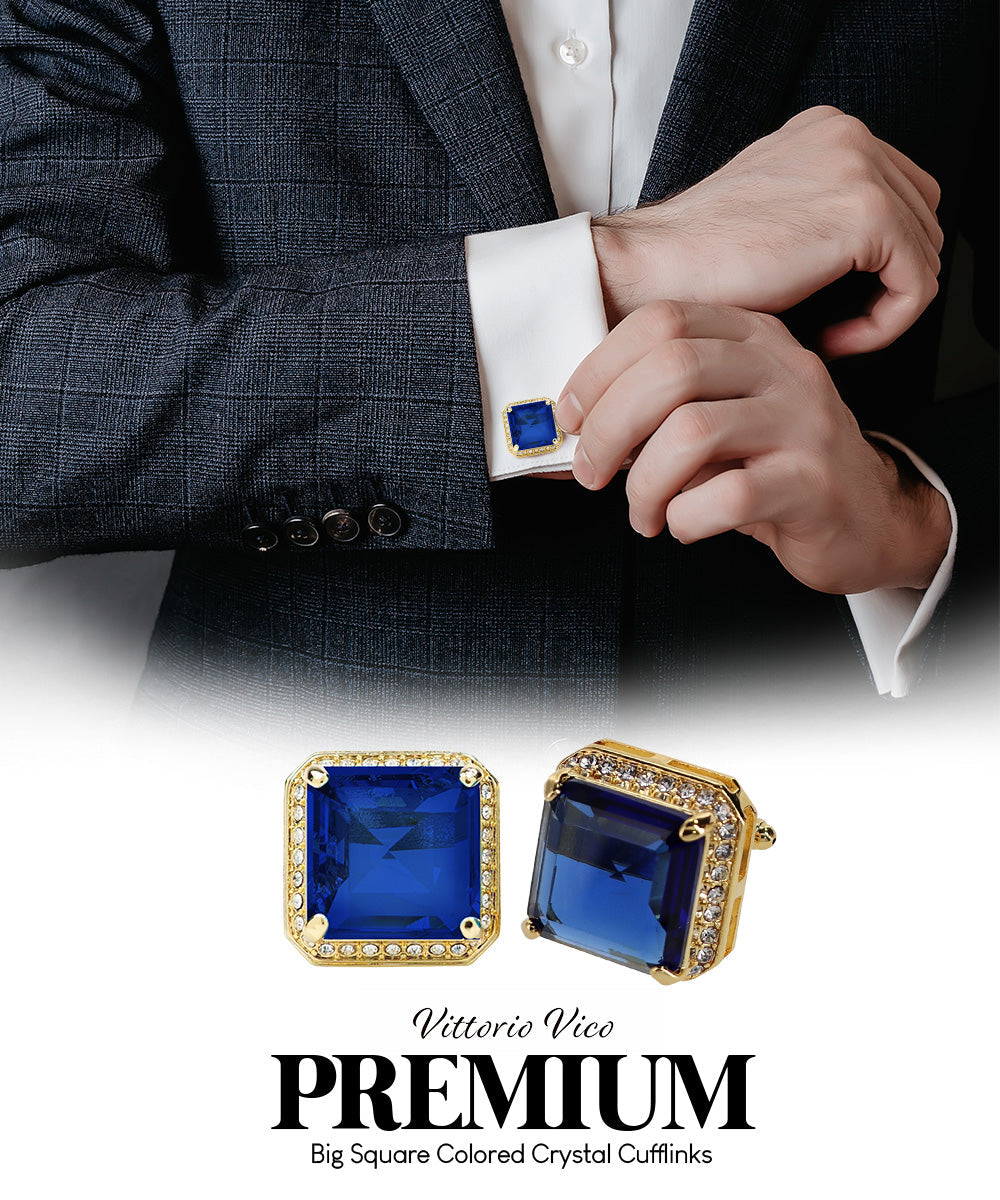 Vittorio Vico Large Big Square Crystal Colorstone Cufflinks: CL 70XX Series Vittorio Vico