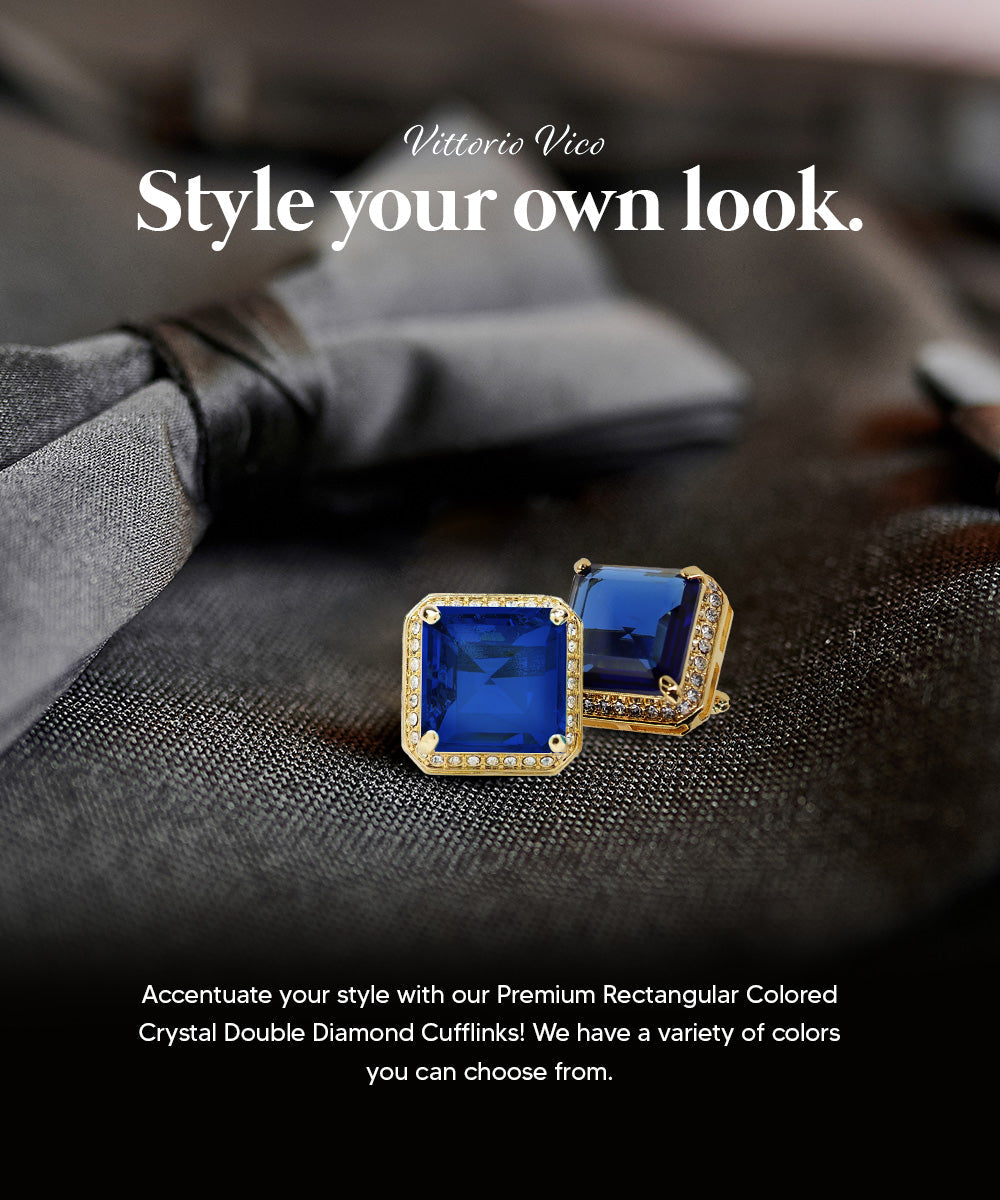 Vittorio Vico Large Big Square Crystal Colorstone Cufflinks: CL 70XX Series Vittorio Vico