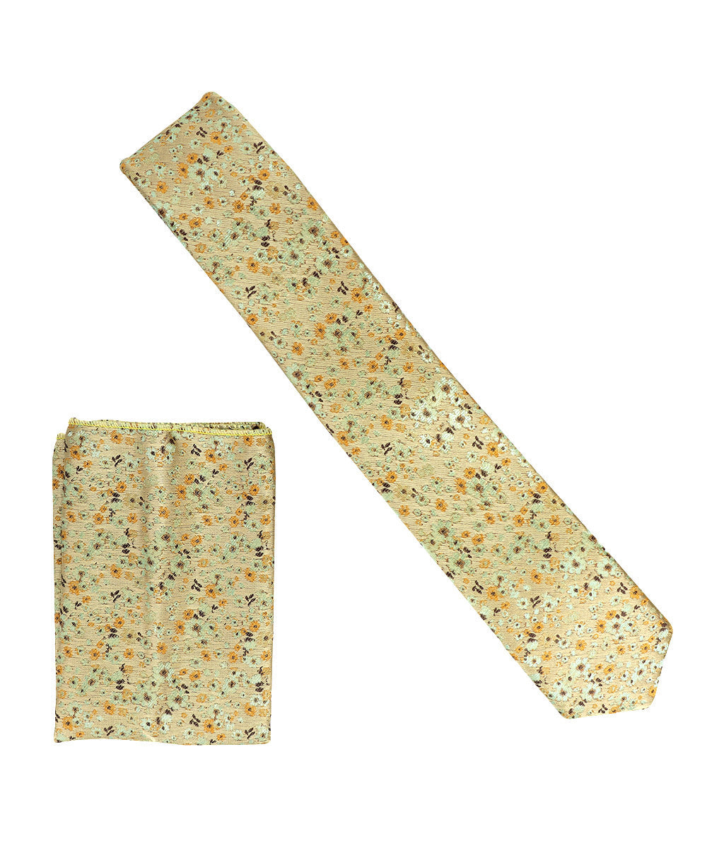 Vittorio Farina Men's Skinny Design Satin Necktie and Pocket Square Vittorio Farina