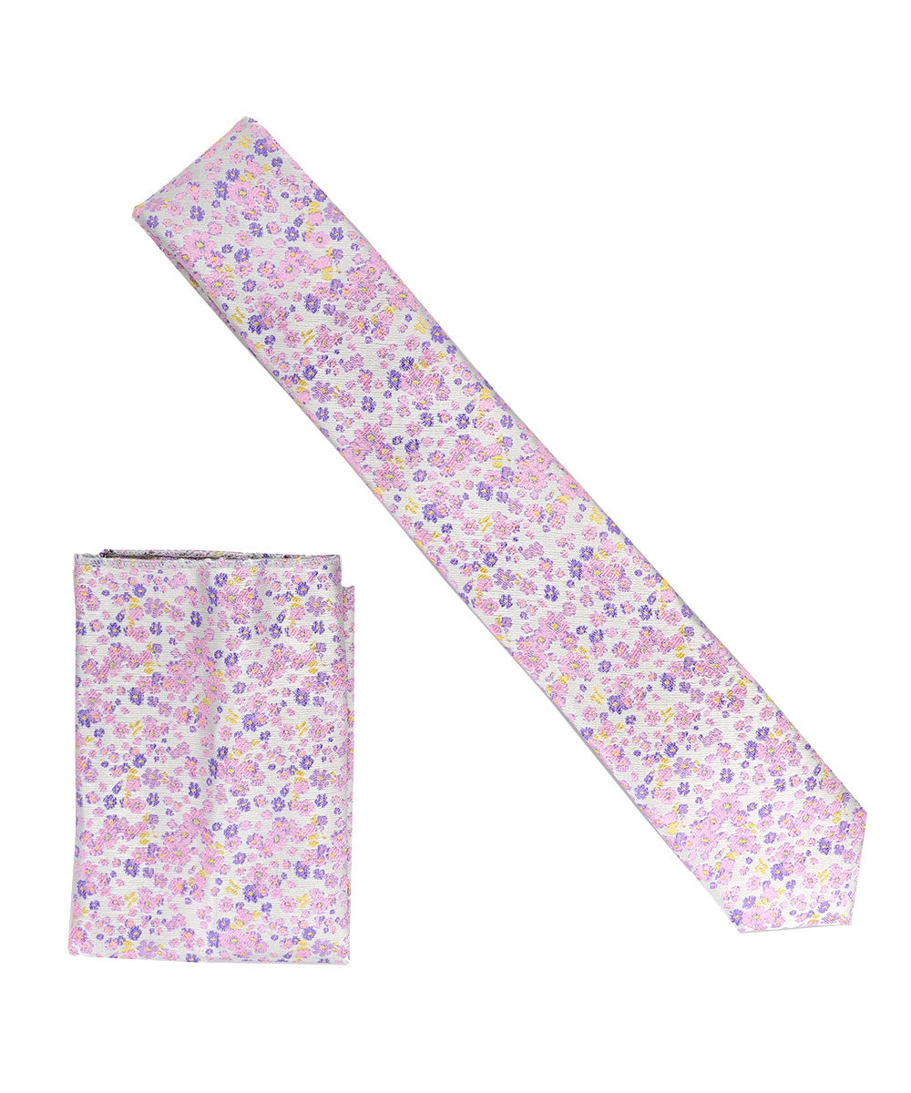 Vittorio Farina Men's Skinny Design Satin Necktie and Pocket Square Vittorio Farina