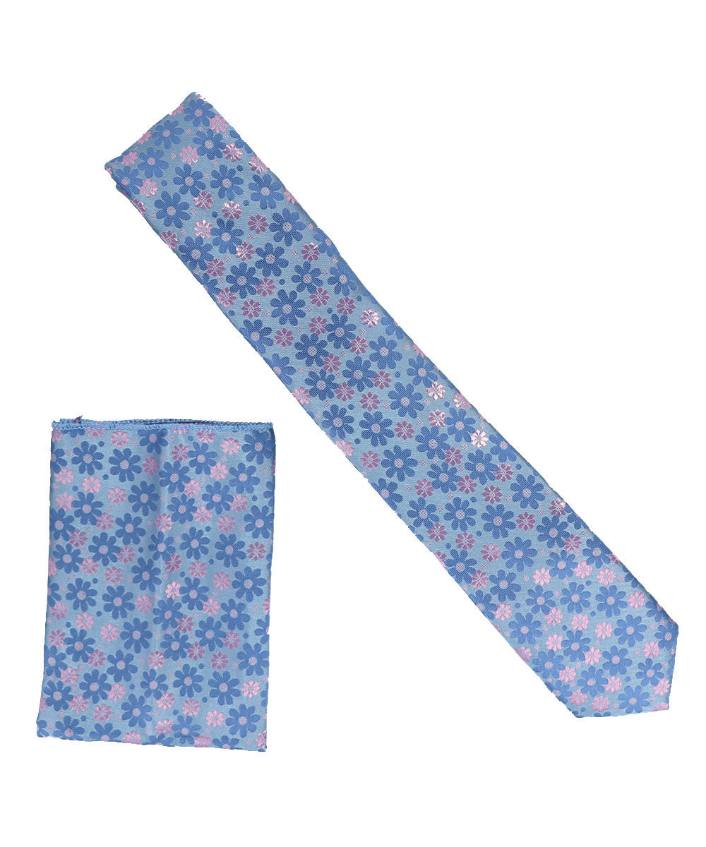 Vittorio Farina Men's Skinny Design Satin Necktie and Pocket Square Vittorio Farina