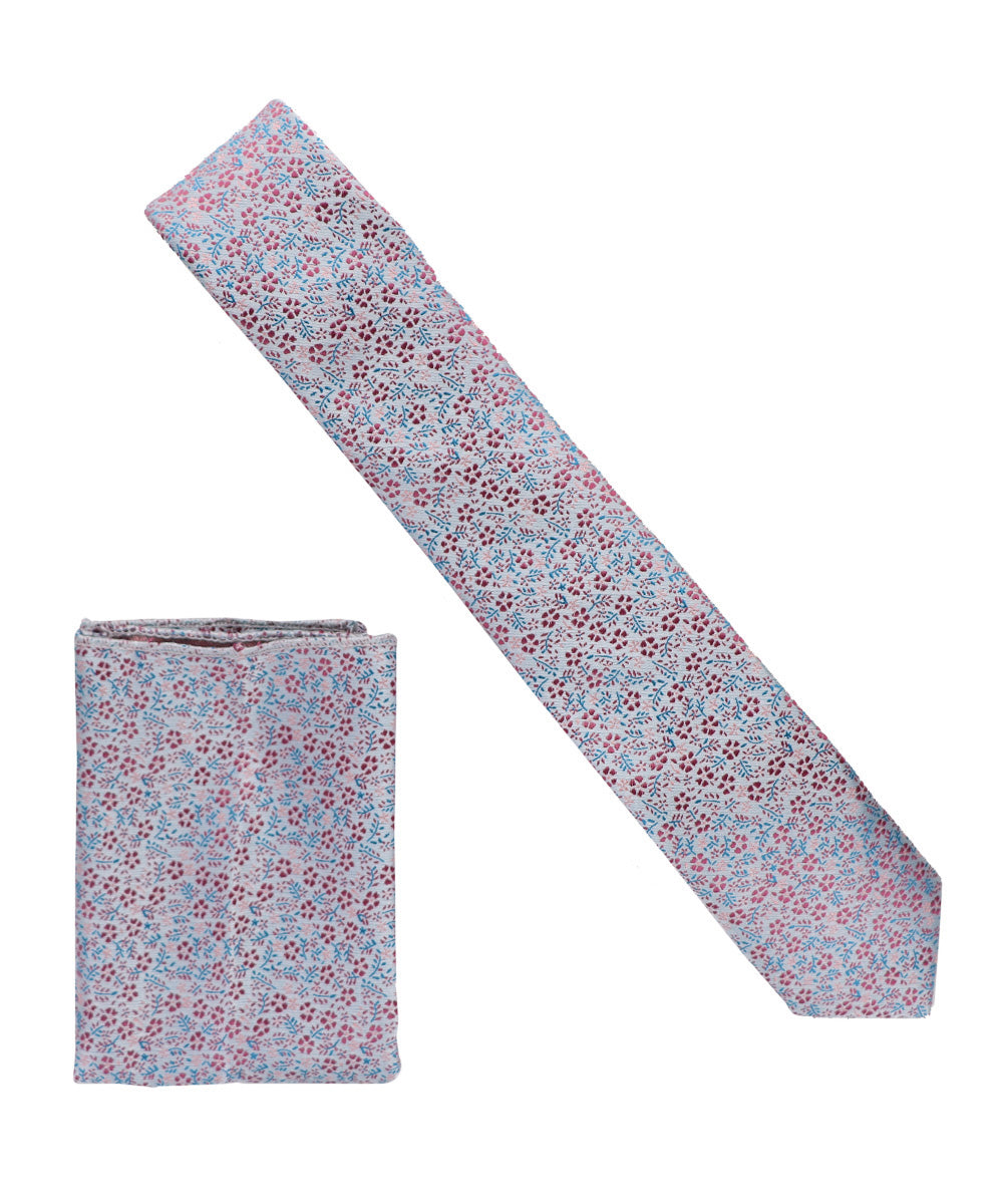 Vittorio Farina Men's Skinny Design Satin Necktie and Pocket Square Vittorio Farina