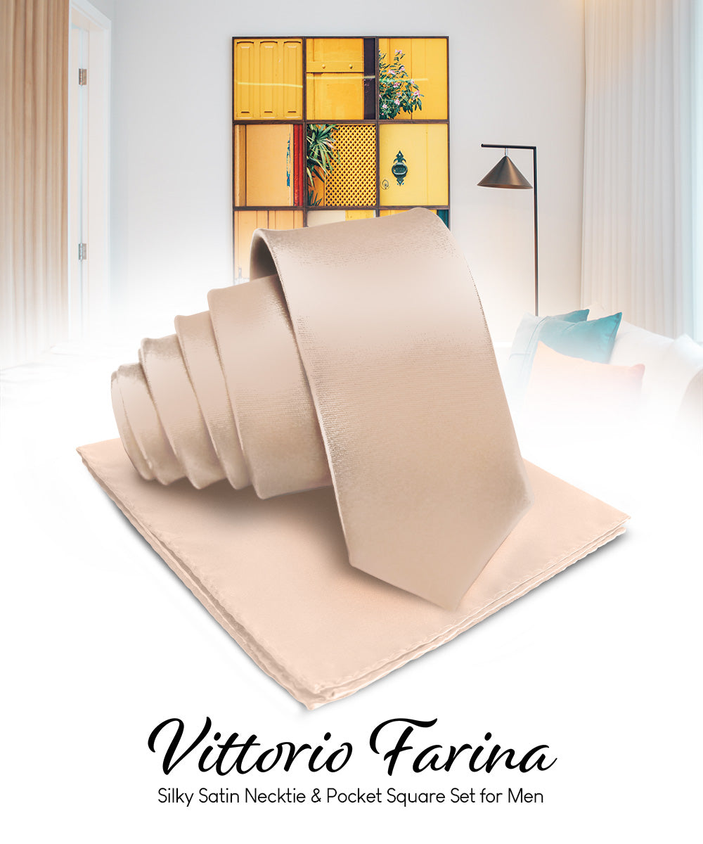 Vittorio Farina Men's Satin Necktie & Pocket Square Vittorio Farina