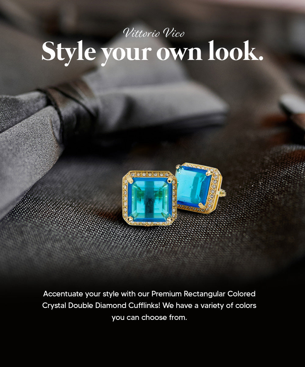 Vittorio Vico Large Big Square Crystal Colorstone Cufflinks: CL 70XX Series Vittorio Vico