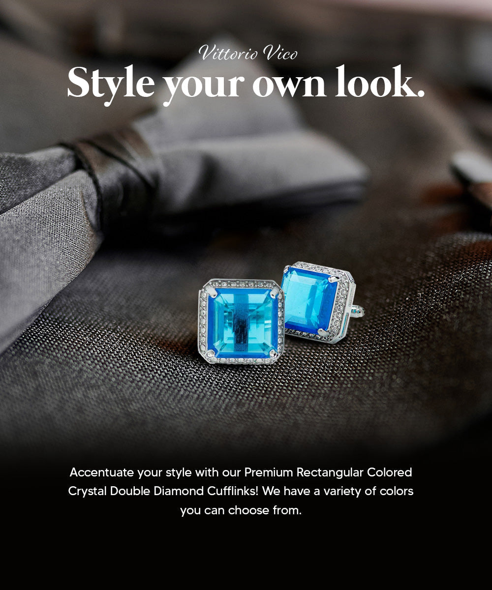 Vittorio Vico Large Big Square Crystal Colorstone Cufflinks: CL 70XX Series Vittorio Vico