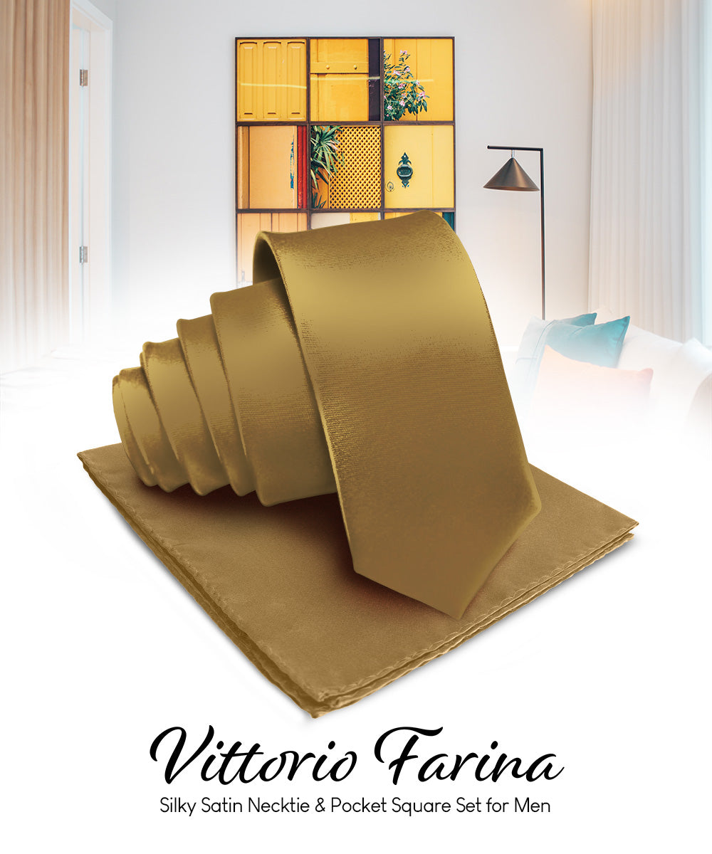 Vittorio Farina Men's Satin Necktie & Pocket Square Vittorio Farina