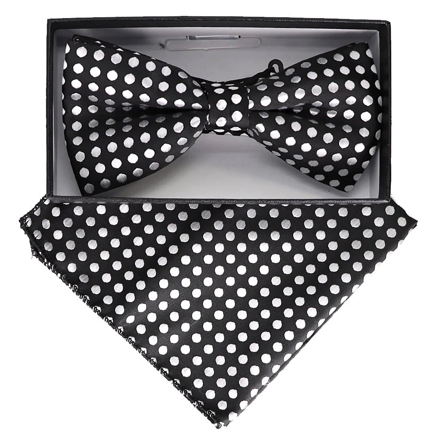 Vittorio Farina Men's Geometric Design Satin Bow Tie & Pocket Square in Gift Box - BH - D - 23075 - Classy Cufflinks