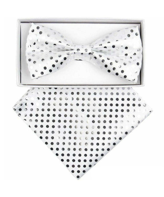 Vittorio Farina Men's Metallic Design Bow Tie & Pocket Square in Gift Box - bhm - 001 - Classy Cufflinks