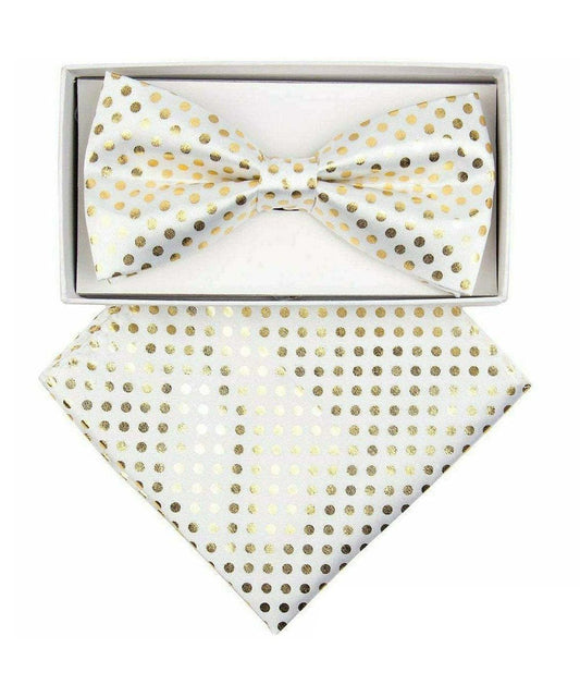 Vittorio Farina Men's Metallic Design Bow Tie & Pocket Square in Gift Box - bhm - 002 - Classy Cufflinks