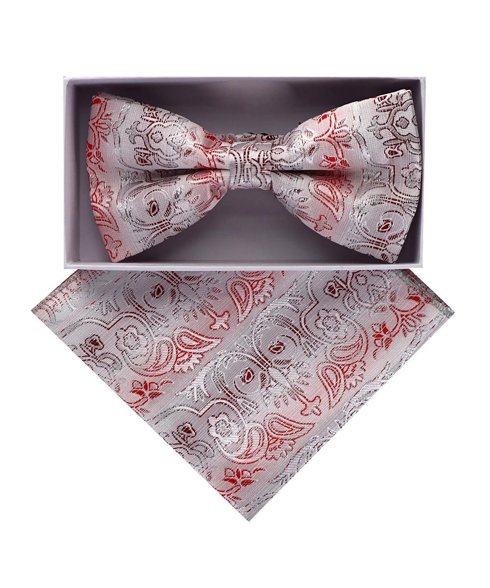 Vittorio Farina Men's Metallic Design Bow Tie & Pocket Square in Gift Box Vittorio Farina