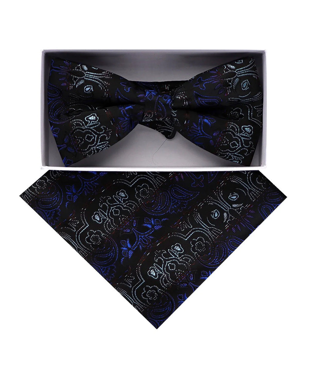 Vittorio Farina Men's Metallic Design Bow Tie & Pocket Square in Gift Box Vittorio Farina