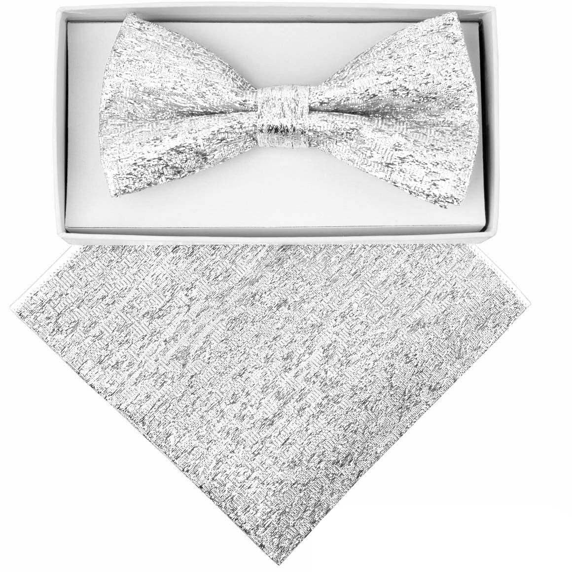 Vittotio Farina Men's Rhinestone Bow Tie and Pocket Square in Gift Box Vittorio Farina
