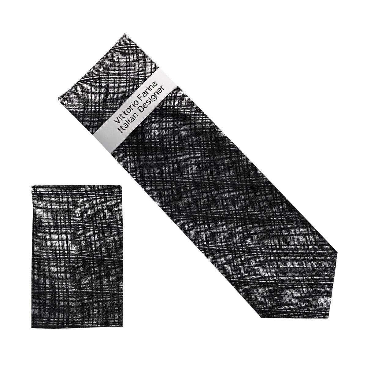 Vittorio Farina Men's Metallic Necktie & Pocket Square - NH - M_41 - Classy Cufflinks