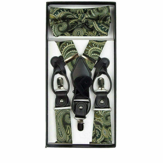 Vittorio Farina Men's Paisley Clip End Suspender with Silver Hardware in Gift Box: 70% Polyester & 30% Elastomer Vittorio Farina