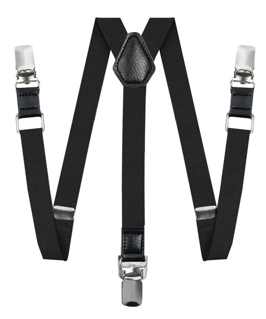 Vittorio Farina Boy's Clip End Suspender with Silver Hardware in Gift Box: 70% Polyester & 30% - Suits You Sir - Black -